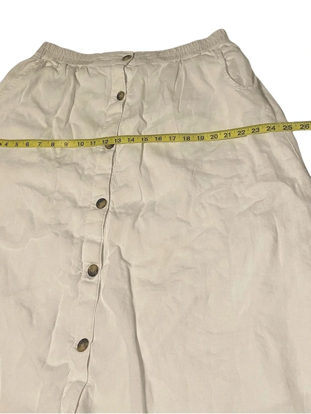 Emily Daniels Button Up Midi Skirt Womens XL White Pockets Linen Blend Lagenlook
